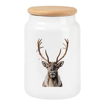 Cerf Rudolph Joyeux Noël doux - Boîte à biscuits avec couvercle en bois - blanc - Devant
