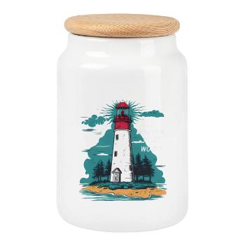 Cap Ferret Arcachon Bay Oysters Ocean Nature - Cookie Jar with Wooden Lid - white - Front