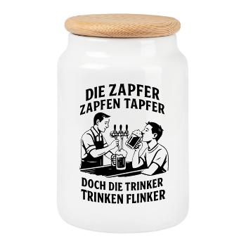 The tappers tap bravely - Cookie Jar with Wooden Lid - white - Front