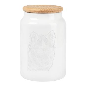 Wolf View Ligne Dessin Imprimer Design Husky - Boîte à biscuits avec couvercle en bois - blanc - Devant