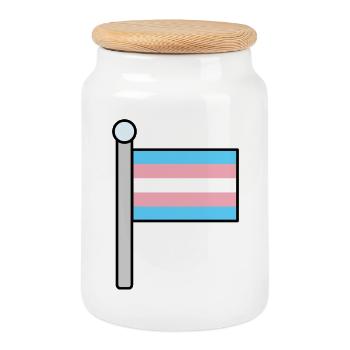 Trans Pride-Flagge - Keksdose mit Holzdeckel - Weiß - Vorne
