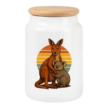 Känguru Koala Australische Freunde - Keksdose mit Holzdeckel - Weiß - Vorne