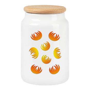 Motif d’anneaux de flamme jaune orange - Boîte à biscuits avec couvercle en bois - blanc - Devant