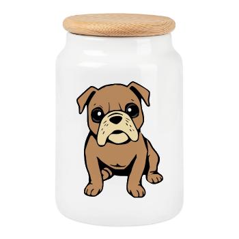 Bulldog chien T-shirt Chien Chemise Cadeau - Boîte à biscuits avec couvercle en bois - blanc - Devant