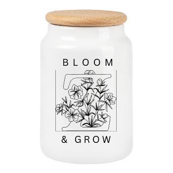 Floraison et croissance - Boîte à biscuits avec couvercle en bois - blanc - Devant