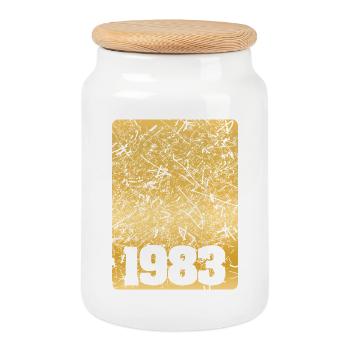 Number 1983 - Cookie Jar with Wooden Lid - white - Front