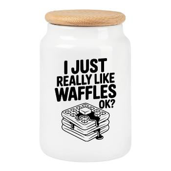 Ich mag Waffeln einfach wirklich, okay? - Keksdose mit Holzdeckel - Weiß - Vorne