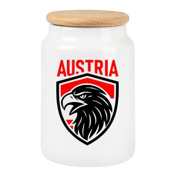 Österreich Adler Wappen AUSTRIA - Keksdose mit Holzdeckel - Weiß - Vorne