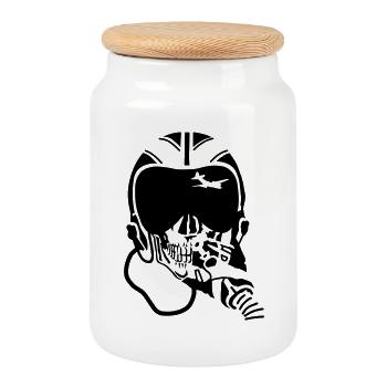Pilote de jet - Boîte à biscuits avec couvercle en bois - blanc - Devant