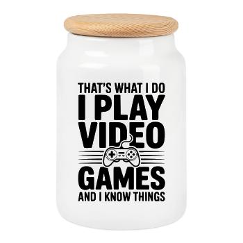 Das ist es, was ich tue. Ich spiele Videospiele. - Keksdose mit Holzdeckel - Weiß - Vorne