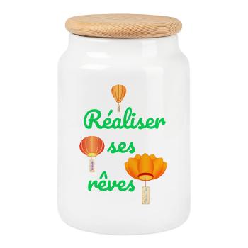 Réaliser ses rêves - Boîte à biscuits avec couvercle en bois - blanc - Devant
