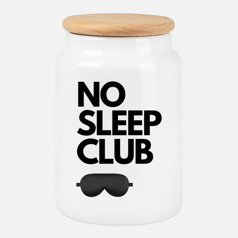 NO SLEEP CLUB - Keksdose mit Holzdeckel - Weiß