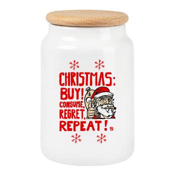 Frohe Weihnachten! - Keksdose mit Holzdeckel - Weiß - Vorne