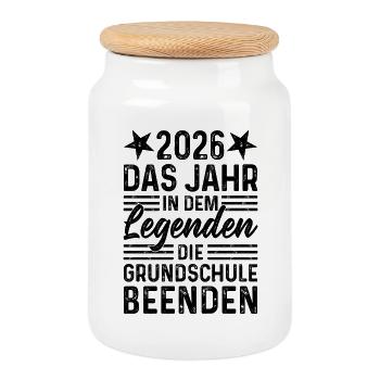 2026 Year Legends End Primary School - Cookie Jar with Wooden Lid - white - Front