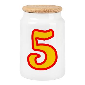 5. ANNIVERSAIRE. 5 ANS. 5e ANNIVERSAIRE - Boîte à biscuits avec couvercle en bois - blanc - Devant