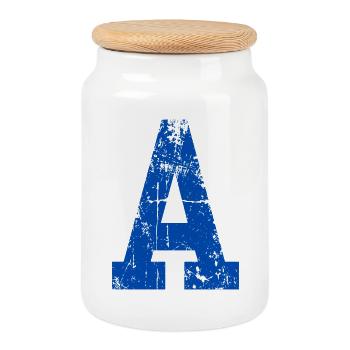 Lettre a sport rétro  - Boîte à biscuits avec couvercle en bois - blanc - Devant