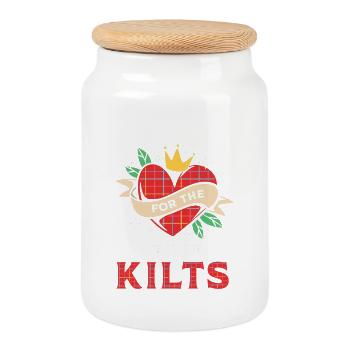 Kilt Scotland Scotland Jupe Tartan - Boîte à biscuits avec couvercle en bois - blanc - Devant