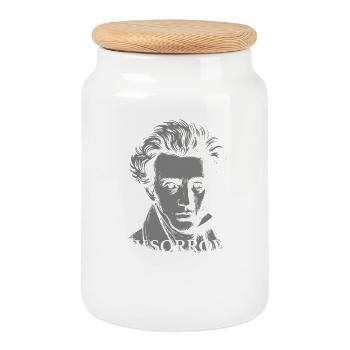 Le chagrin est mon château : citation du portrait de Kierkegaard - Boîte à biscuits avec couvercle en bois - blanc - Devant