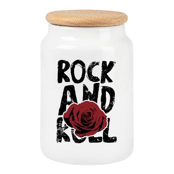 Rock 'n' Roll - Keksdose mit Holzdeckel - Weiß - Vorne
