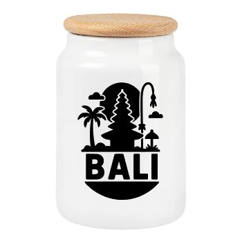 bali silhouette - Keksdose mit Holzdeckel - Weiß - Vorne