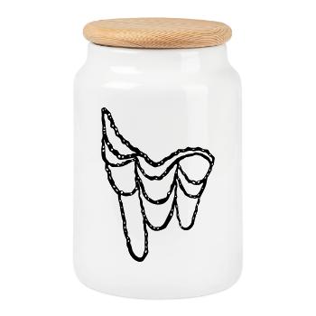 Elegant_Jewelry_Line_Art - Boîte à biscuits avec couvercle en bois - blanc - Devant