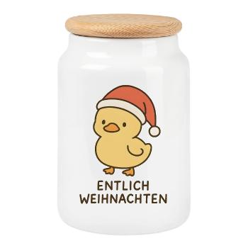 Entlich Christmas Chick - Cookie Jar with Wooden Lid - white - Front