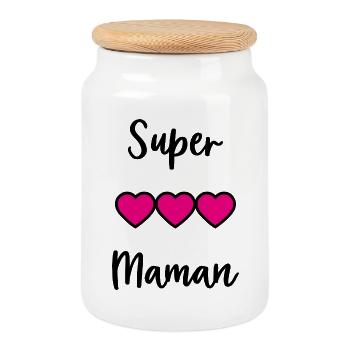MAMAN. NOËL. BONNE FÊTE. COEUR. BONNE FÊTE MAMAN.  - Boîte à biscuits avec couvercle en bois - blanc - Devant