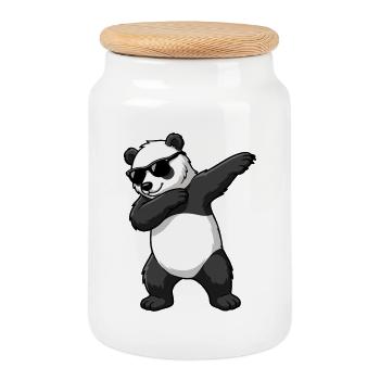 Dab Panda - Boîte à biscuits avec couvercle en bois - blanc - Devant