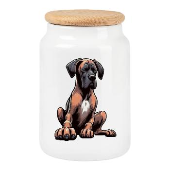 Grand Dogue Propriétaire de Dogue Grand Dane Fan de Grand Dogue - Boîte à biscuits avec couvercle en bois - blanc - Devant
