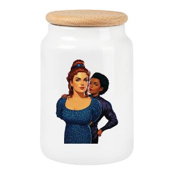 UNDER ARREST - nice people - Cookie Jar with Wooden Lid - white - Front