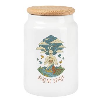 Serene Spirit - Mystical Nature Yoga - Boîte à biscuits avec couvercle en bois - blanc - Devant