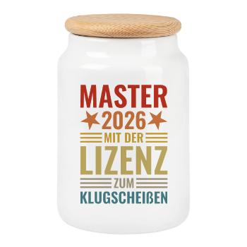Master 2026 avec la licence de Smartass - Boîte à biscuits avec couvercle en bois - blanc - Devant