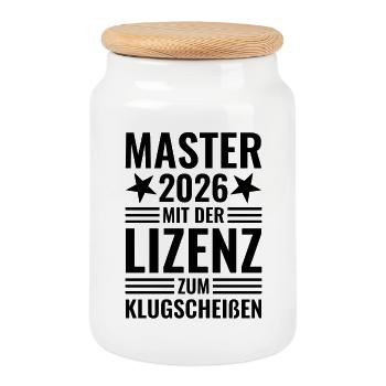 Master 2026 avec la licence de Smartass - Boîte à biscuits avec couvercle en bois - blanc - Devant