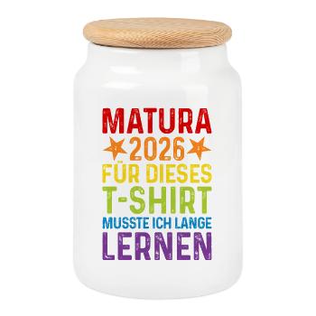 Matura 2026 T-Shirt - Keksdose mit Holzdeckel - Weiß - Vorne