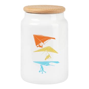 Paragliding Paragliding Paraglider - Cookie Jar with Wooden Lid - white - Front