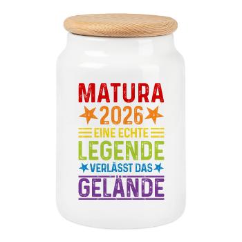 Matura 2026 : La véritable légende quitte le site - Boîte à biscuits avec couvercle en bois - blanc - Devant