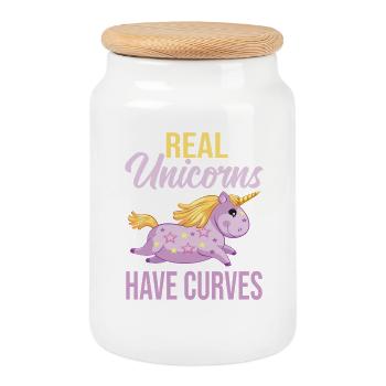 Real Unicorns have curves - Cookie Jar with Wooden Lid - white - Front