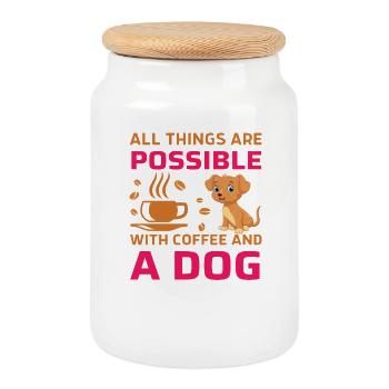 All things possible coffee dog - Keksdose mit Holzdeckel - Weiß - Vorne
