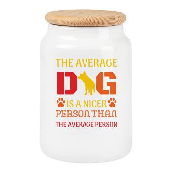 Average dog nicer than average person - Cookie Jar with Wooden Lid - white - Front