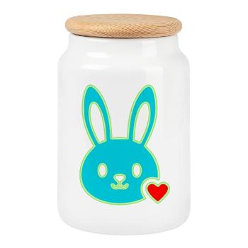 Vecteur mignon Tête de lapin Tête de lapin Y2K - Boîte à biscuits avec couvercle en bois - blanc - Devant