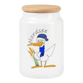 North Sea - Cookie Jar with Wooden Lid - white - Front