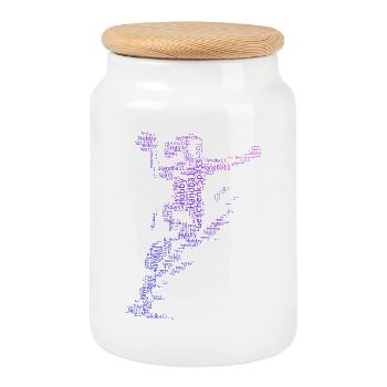 Motif emblématique du handball pour femmes - Boîte à biscuits avec couvercle en bois - blanc - Devant