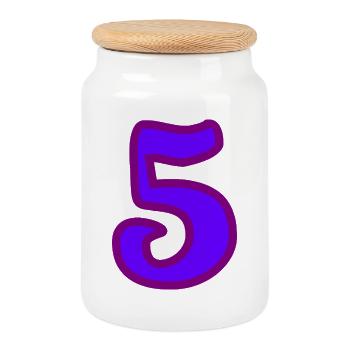 5. ANNIVERSAIRE. 5 ANS. 5e ANNIVERSAIRE.  - Boîte à biscuits avec couvercle en bois - blanc - Devant