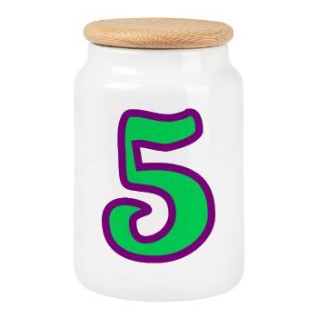 5. ANNIVERSAIRE. 5 ANS. 5e ANNIVERSAIRE - Boîte à biscuits avec couvercle en bois - blanc - Devant
