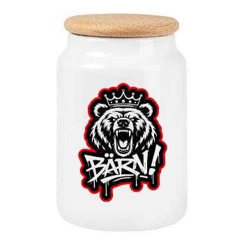 Bärn Graffiti King - Berne - Boîte à biscuits avec couvercle en bois - blanc - Devant