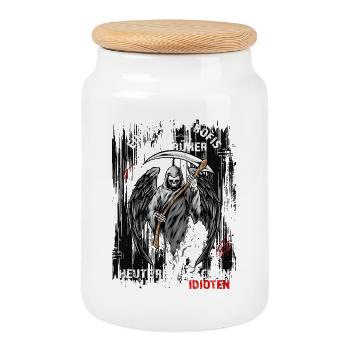 Once with professionals was in the past... - Cookie Jar with Wooden Lid - white - Front