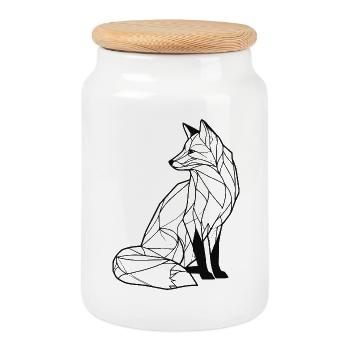 Renard élégant - Boîte à biscuits avec couvercle en bois - blanc - Devant