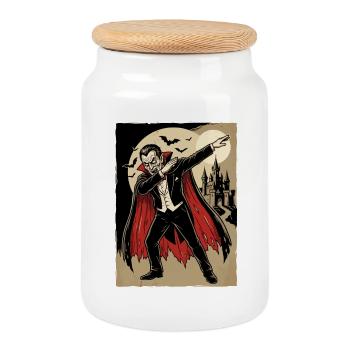 Dabbing Vampire – Funny Horror Cartoon - Cookie Jar with Wooden Lid - white - Front