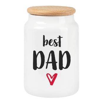 Best Dad Heart - Cookie Jar with Wooden Lid - white - Front