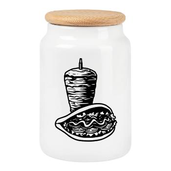 spitwithkebab - Cookie Jar with Wooden Lid - white - Front